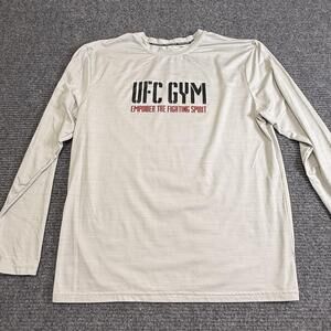 UFC Gym Shirt Mens Large Gray Long Sleeve Athletic Training Performance Tee